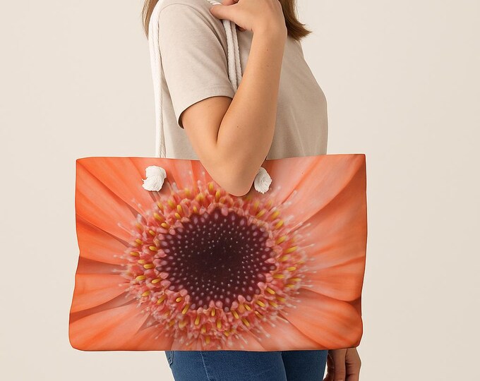 Floral Weekender Bag, Marmalade Gerber Daisy Getaway Vacation Beach Bag, Travel Accessories