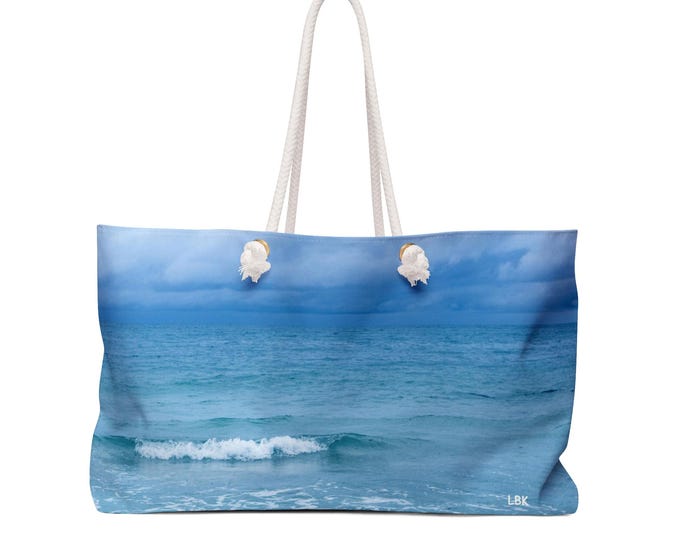 Blue Wave Weekender Bag for Women, Ocean Inspired Beach Tote Bag, Multi-Purpose Carryall Bag, Gift for Her