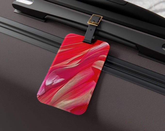 Red Floral Luggage Tag: Nantucket Island Design, Customizable