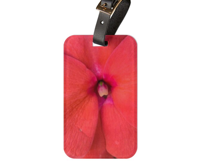 Floral Luggage Tag, Red Blossom Luggage Tag, Floral Travel Tag, Travel Accessory, Gift for Her