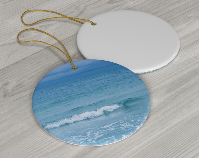 Blue Paradise Ceramic Ornament: Ocean Inspired Christmas Decor
