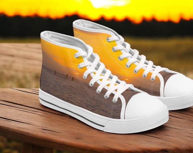 Butter Sunset High Top Sneaker, Women's Golden Tennis Shoes, Gym Sneaker, Athletic Workout Sneaker, Fashionable Casual Lace Up