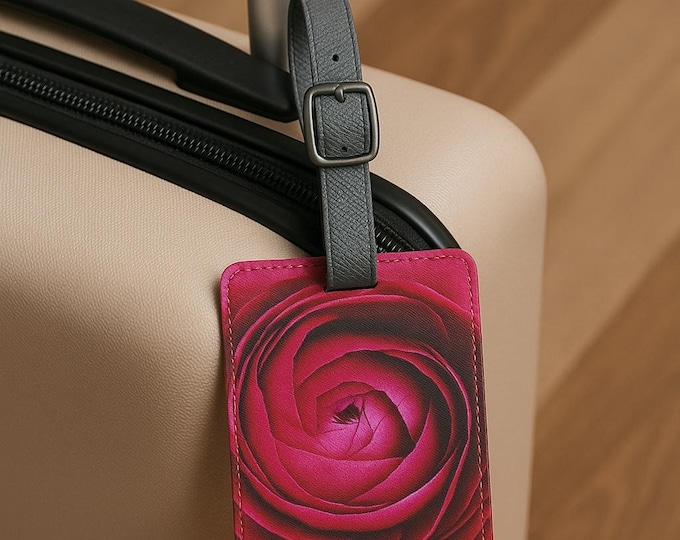 Custom Luggage Tag, Pink Ranunculus Floral Personalized Suitcase  Tag, Travel Accessory, Gift for Traveler, Gift for Her