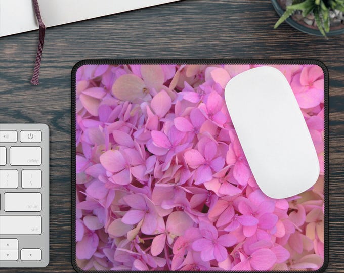 Pink Hydrangea Floral Gaming Mouse Pad Computer Accessories