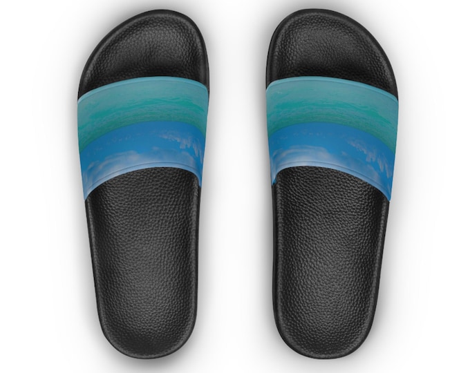 Indigo Blue Slide Sandals: Ocean Inspired Women's PU Slides