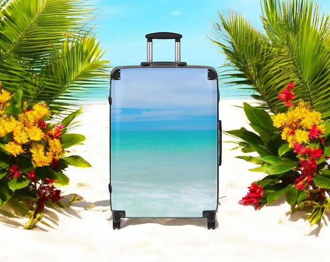 Blue Ocean Tropical Suitcase, Travel Nautical Luggage, Beach Vacation Luggage, Travel Accessories, Gift for Her