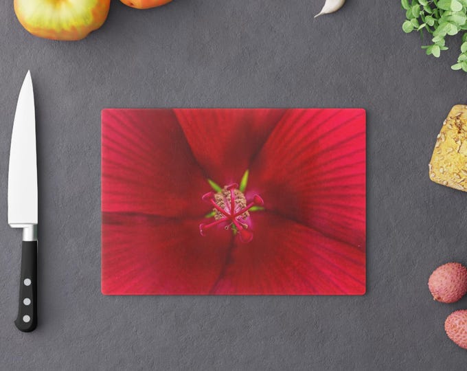 Ruby Orchid Tempered Glass Cutting Board: Vibrant Kitchen Decor