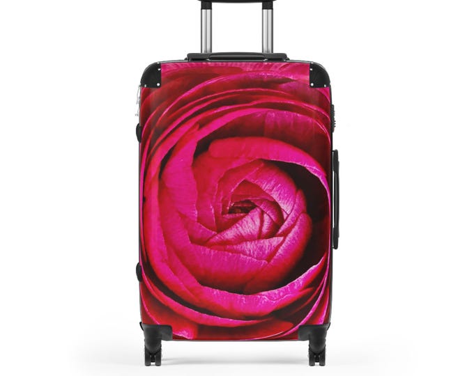 Pink Floral Delilah Suitcase: Women's Carry-On Luggage, Durable Polycarbonate Front, ABS back, Travel Luggage, Gift for Her