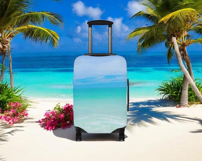 Ocean Blue Custom Luggage Cover, Suitcase Protector, Travel Gift, Ocean Travel Accessories, Custom Luggage Cover, Gift for Her