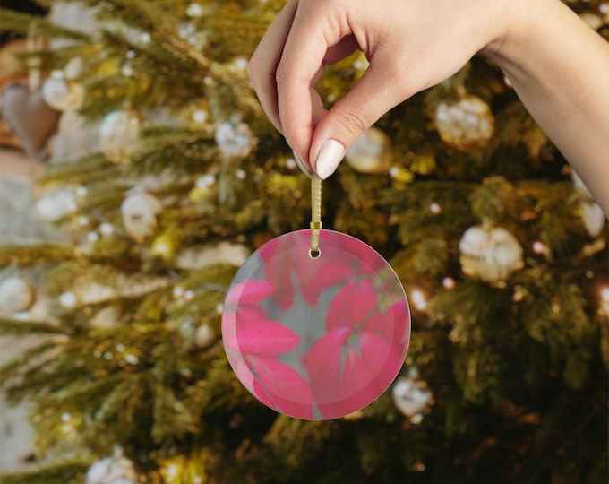 Floral Glass Ornament | Mauve & Gray, Martha's Vineyard Holiday Decor