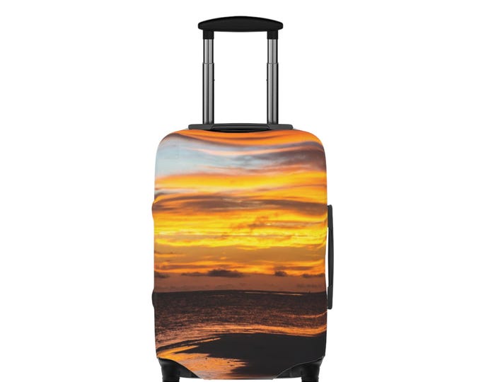 Sunset Sky Luggage Cover: Beach Travel Suitcase Protector