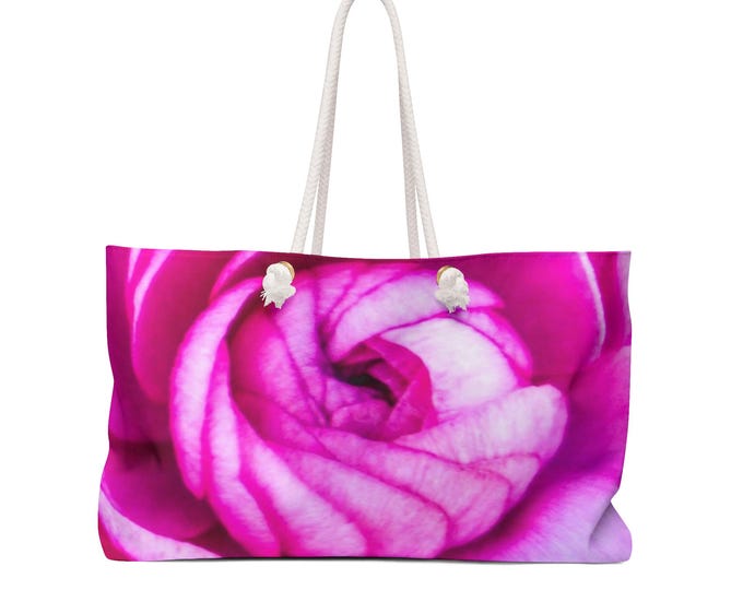 Personalized Floral Weekender Bag for Women, Custom Cute Tote Bag, Overnight Travel Bag, Gift for Her