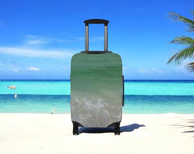 Emerald Luggage Cover, Ocean Inspired Travel Accessory - Green Protector, Suitcase Sleeve, Vacation Gear, Holiday Gift