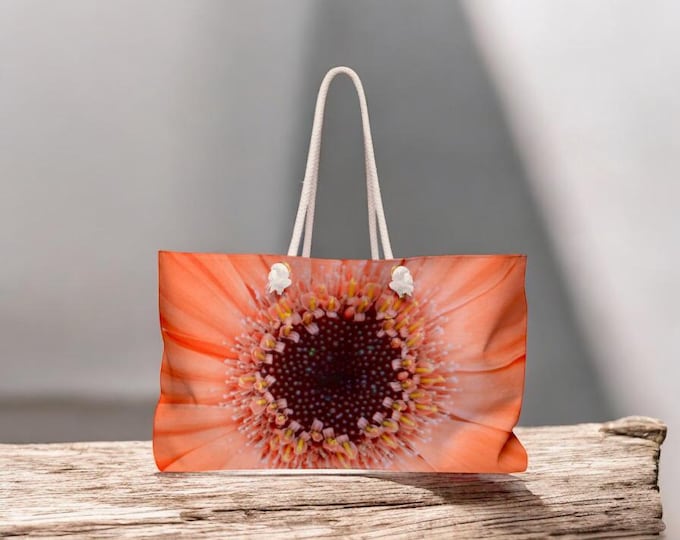 Floral Weekender Bag, Marmalade Gerber Daisy Getaway Vacation Beach Bag, Travel Accessories