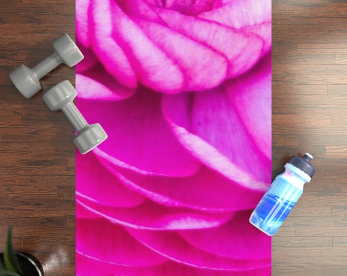 Pink Rose Floral Yoga Mat: Non-Slip Exercise Fitness Mat
