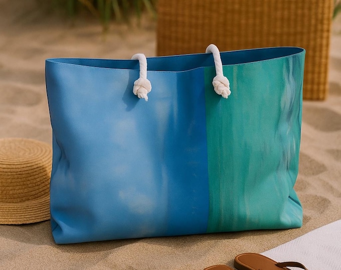 Personalized Blue Weekender Bag, Blue Sea Overnight Bag, Travel Duffel for Weekend Getaways, Overnight Tote, Beach Tote Bag, Gift for Her