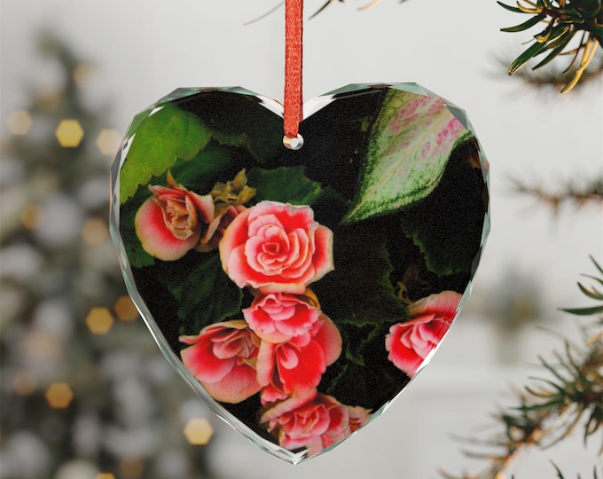 Heart Crystal Glass Ornament | Floral Home Décor, Keepsake
