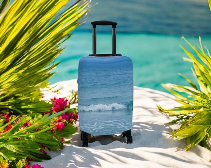 Coastal Luggage Cover Blue Wave Luggage Protector | Luggage Accessory | Gifts | Longboat Key