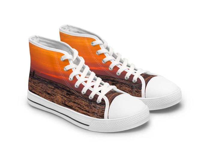 Orange Sunset High Rise Women's Sneakers, Stylish Shoes, Casual,