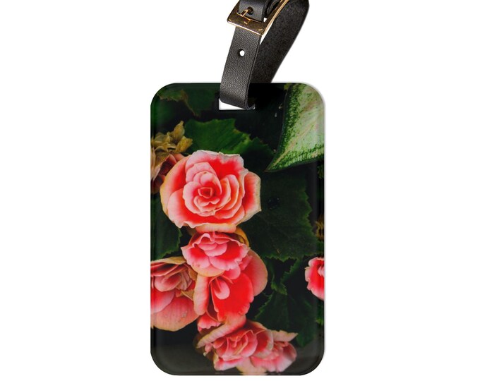 Red Rose Floral Luggage Tag: Acrylic Suitcase Accessory