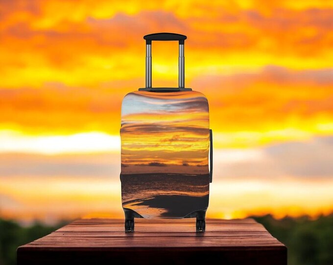 Sunset Sky Luggage Cover, Travel Accessories, Orange and Lemon Protective Luggage Cover, Suitcase Protector, Travel Gifts, Luggage Sleeve
