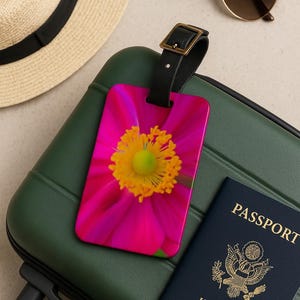 Etiqueta de equipaje con estampado floral rosa, etiqueta para maleta, accesorios de viaje, regalo para viajeros, etiqueta para bolso, identificador de mochila, etiqueta con estampado floral, vacaciones