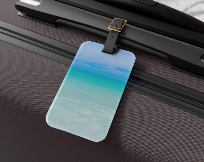 Blue Sky Ocean Luggage Tag, Personalized Acrylic Name Tag Ocean Luggage Bag,  Girls Trip Honeymoon Family Trip, Accessories, Gift