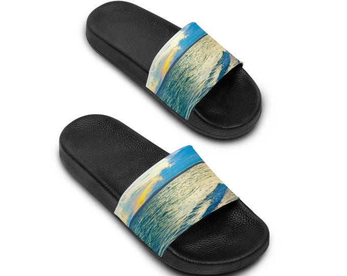 Blue Ocean Slide Sandals: Women's Beach Vacation Footwear