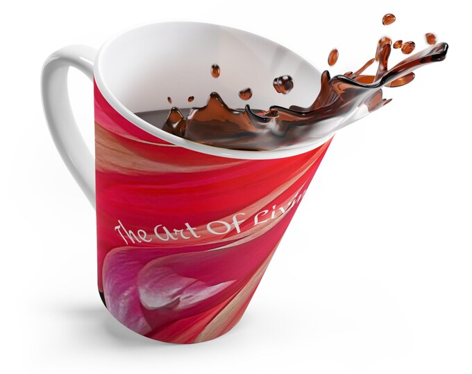 Red Floral Latte Mug: Inspirational Coffee & Tea Cup