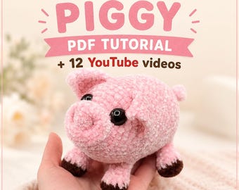 No Sew haakpatroon varken pdf, handleiding amigurumi big, beginnersvriendelijk pluche varken, eenvoudig gehaakt speelgoed