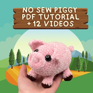 NO SEW crochet cute little piggy PATTERN, amigurumi pig tutorial, pocket size, mini, bag charm, keychain, car decor, toy, crochet piglet