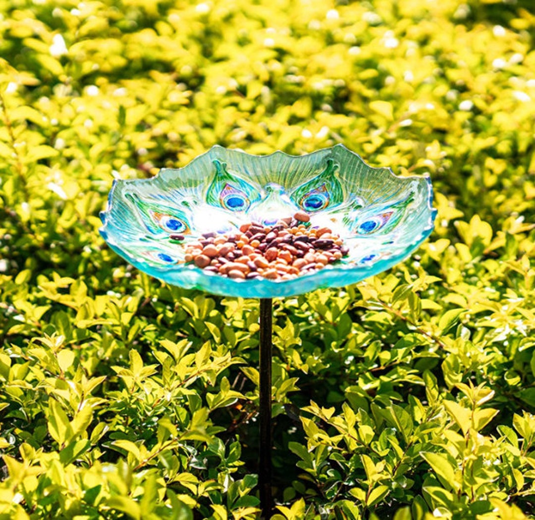 Outdoor Birdbaths Glass Bird Bath Birdfeeder Garden Glass Etsy