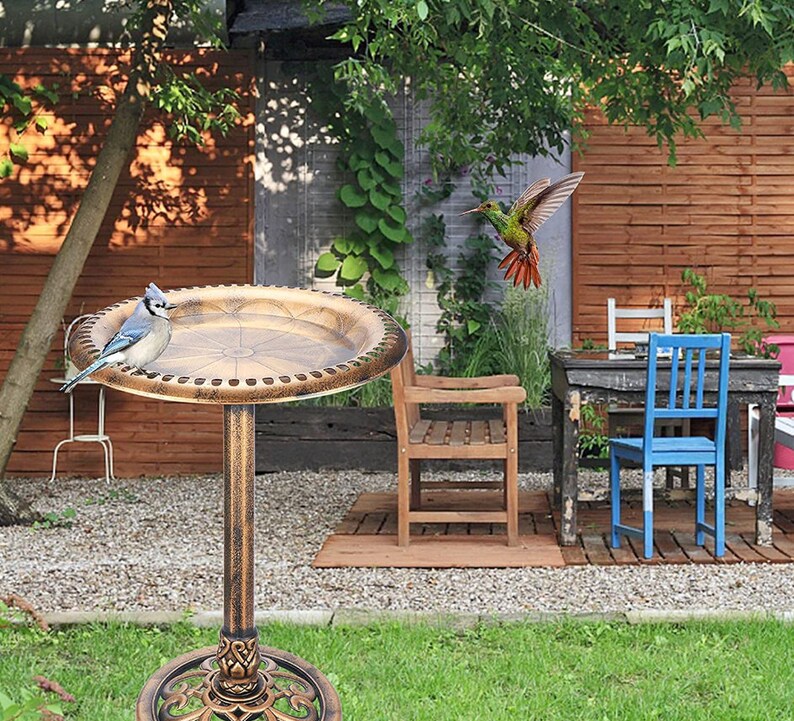 Large Bird Bath Lightweight Birdbaths Golden Bird Feeder Etsy