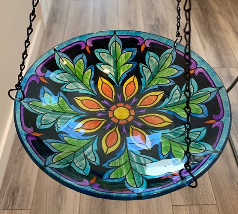 12 Inch Glass Bird Bath Bowl Bird Hanging Bird Bath Bird Baths Etsy