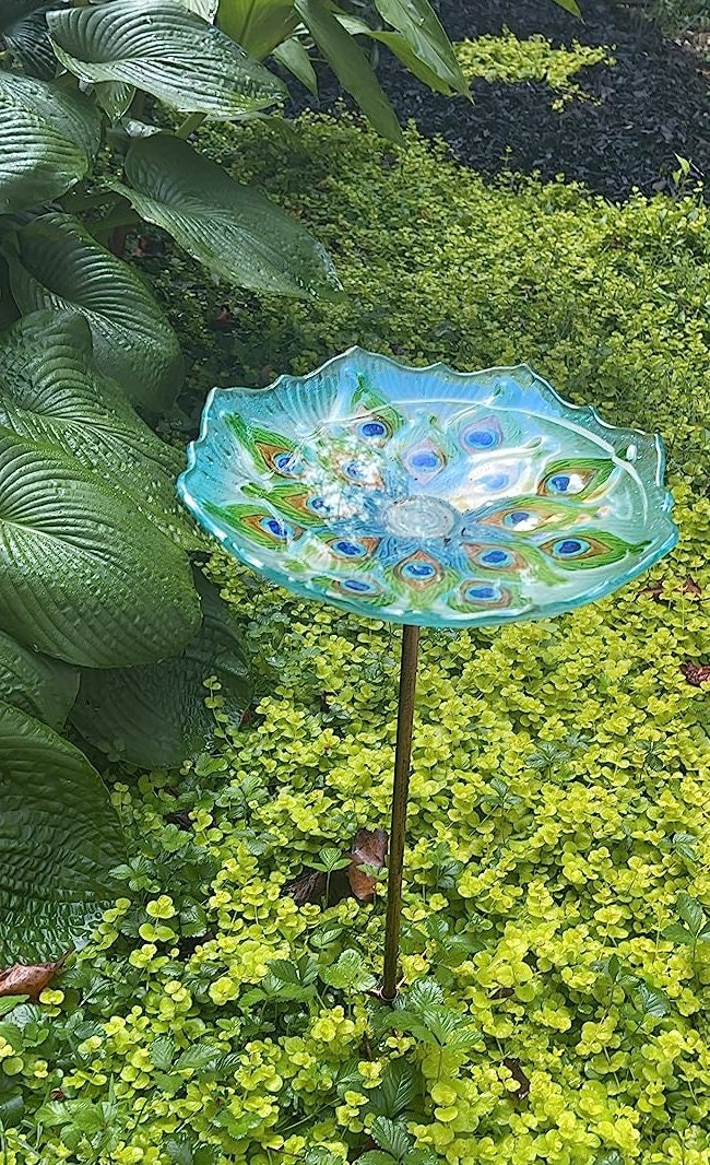 Outdoor Birdbaths Glass Bird Bath Birdfeeder Garden Glass Etsy