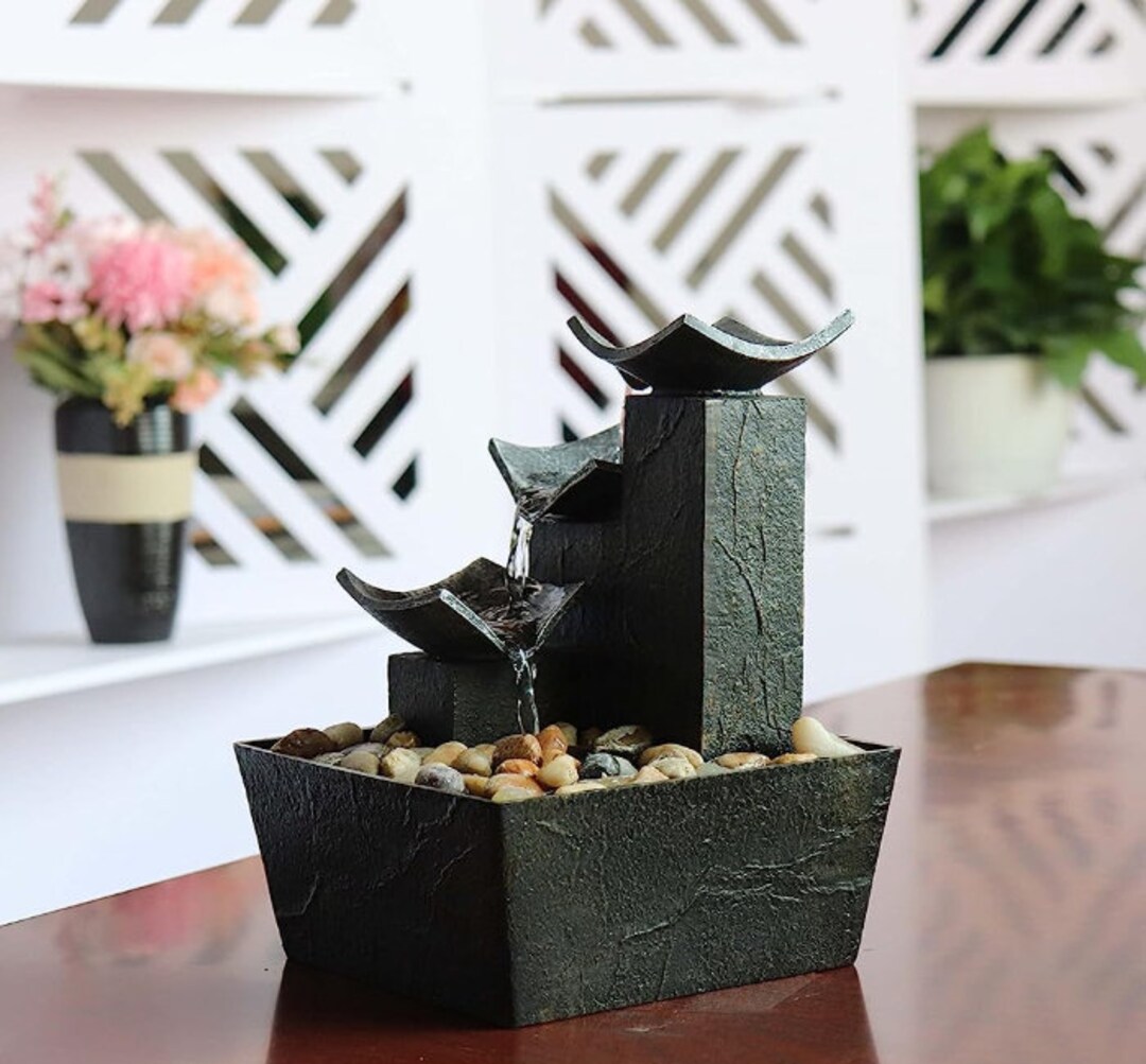 Metal Fountain Indoor Tabletop Water Fountain Zen Tabletop Etsy