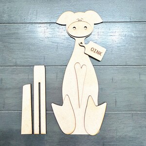 Prim Pig Shelf Sitter DIY Kit | Farmhouse Pig Decor | Rustic Porch or Kitchen Pig | Unfinished Wood Craft | Country Pig Sign | 3 Sizes