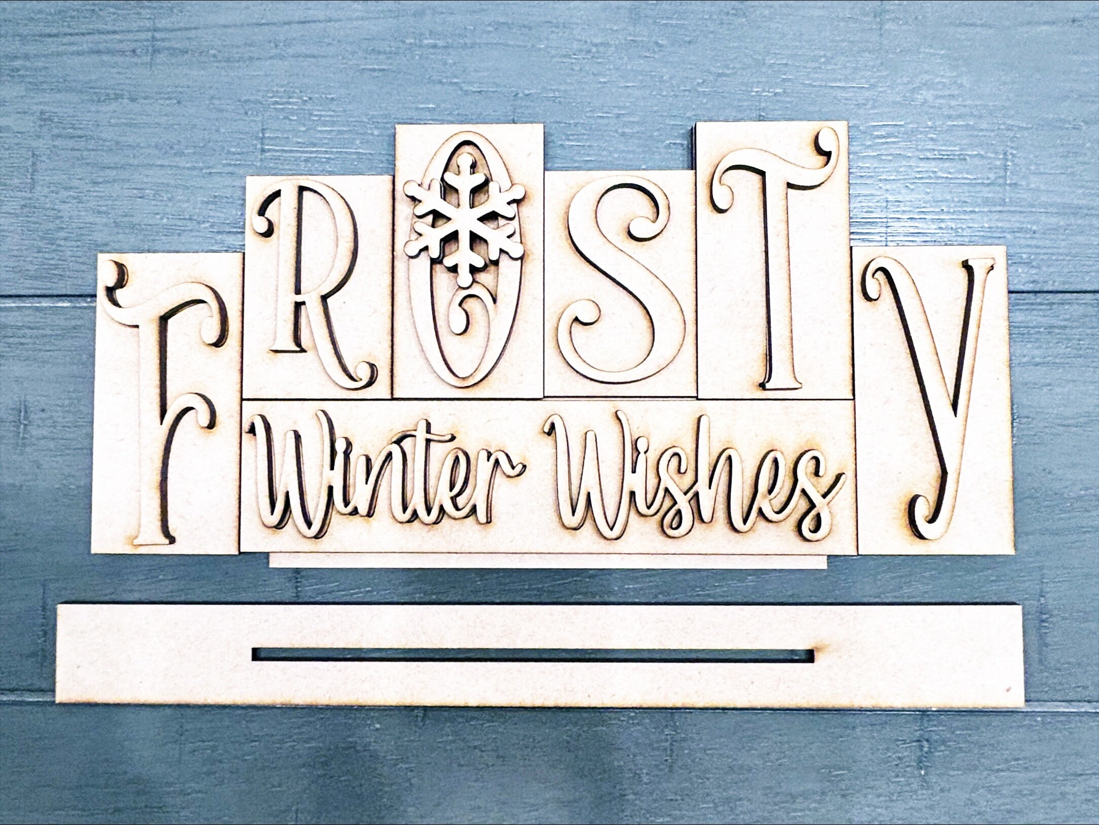 Winter/frosty Mini Word Blocks Set Christmas Wood Cutouts Holiday ...