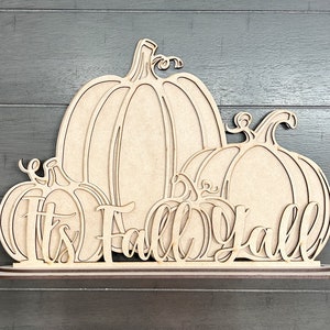 It’s Fall Y’all Pumpkin Shelf Sitter Kit | DIY Layered Fall Décor | Pumpkin Sign | Farmhouse Fall Decor | DIY Wood Craft Kit