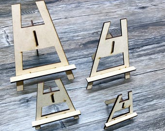 Wood Shelf Ledge Stand | 3-Piece Angled Display Base for Signs & Decor | Glue-Together Craft Stand for Tier Tray, Shelf Sitters