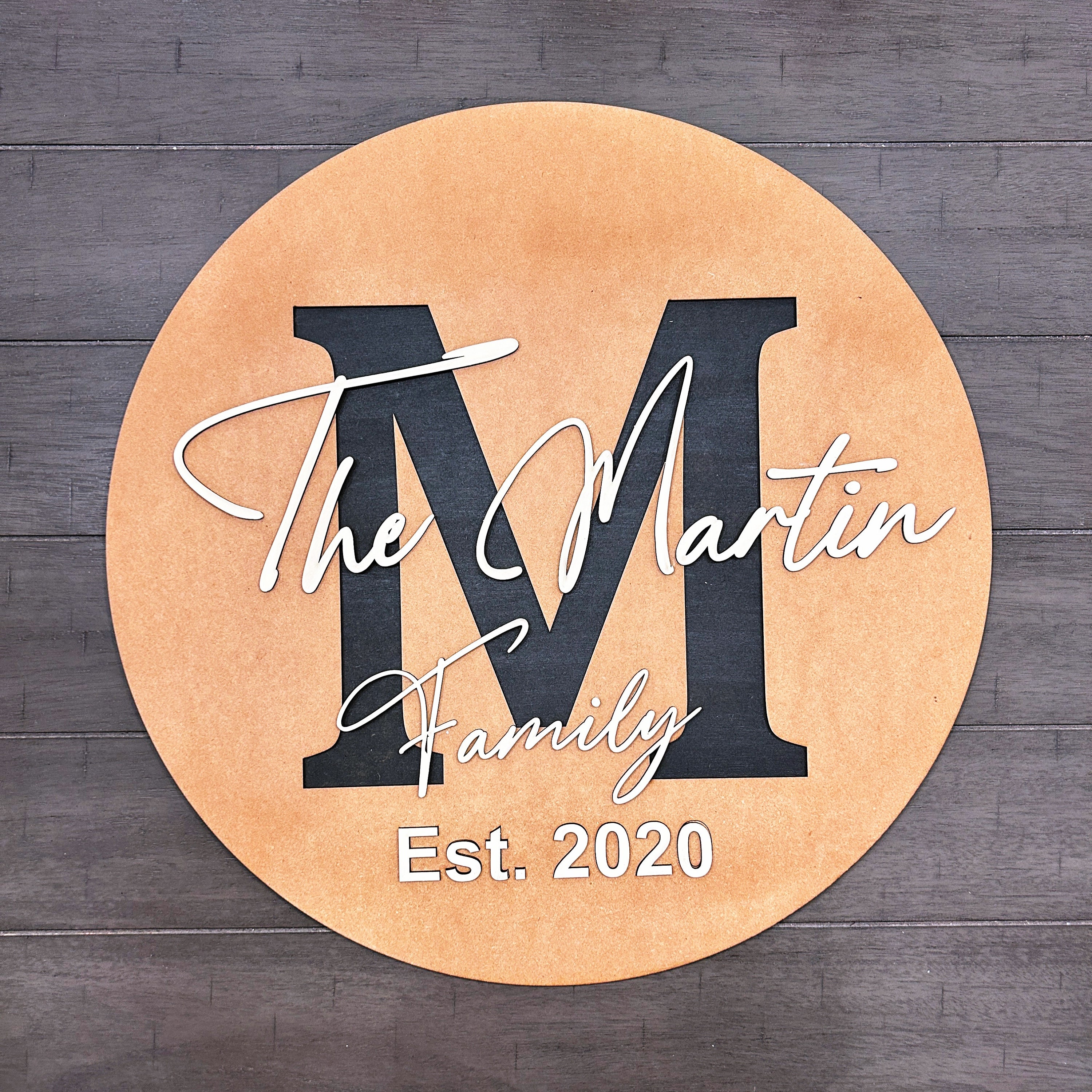 Painted - Custom Monogram - Name Sign - 3-layer Hanging Sign - With ...