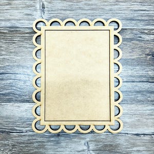 Scalloped Rectangle Craft Board | 2-Layer MDF Frame for DIY Signs, Photos, Art | Paintable Wood Backer – 5x7 & 8.5x11 Sizes