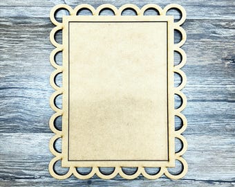 Scalloped Rectangle Craft Board | 2-Layer MDF Frame for DIY Signs, Photos, Art | Paintable Wood Backer – 5x7 & 8.5x11 Sizes