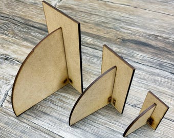 Wooden Easel Display Stand | Glue-On 2-Piece Backer for Tier Tray Signs, Shelf Sitters & Crafts | 3 Sizes for Mini to Large Signs