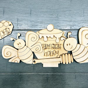 Honey Bee Add-On | Interchangeable Wood Cutout for Basket, Wagon, or Wheelbarrow | DIY Craft Kit for Painting & Decorating