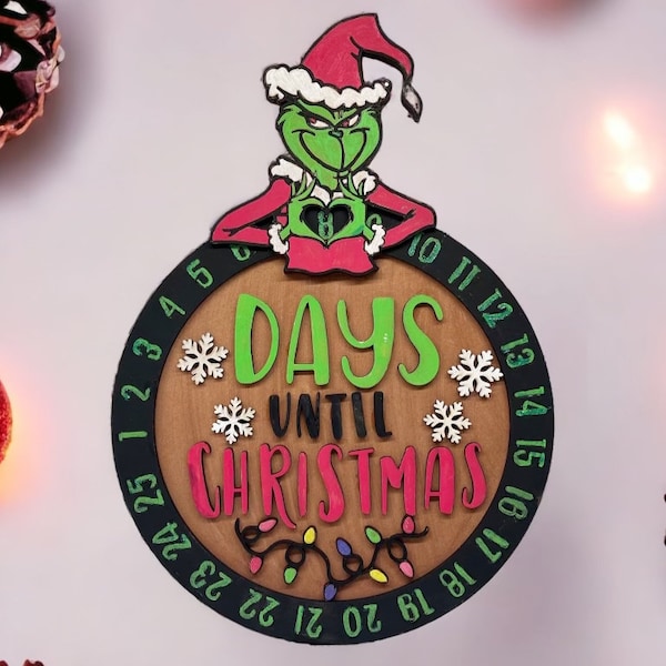 Grinch Christmas Countdown - Wood Cutouts - DIY Craft Kit