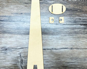 Kickout Display Stand | Swivel-Back Wood Base for Signs, Shelf Sitters | Glue-On MDF Wood Stand for DIY Crafts & Decor