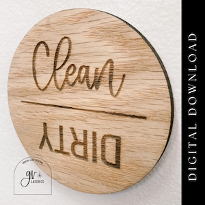Clean/Dirty Magnet | Glowforge Laser File | Digital Laser Ready File | SVG Cut File