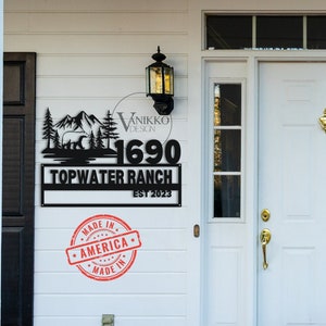 Custom House Number Metal Sign Modern Deco Bear Address Front Porch Address Plaque Personalized Metal Art Housewarming Gift New Home Gift