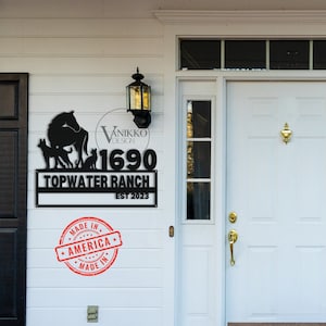 Custom Dog Cat Horse Animal House Number Metal Sign Address Front Porch Address Plaque Personalized Metal Art Housewarming New Home Gift